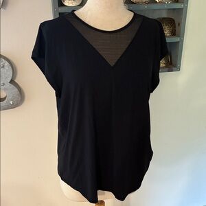 Lululemon Athletica Black Mesh V-Neck Blouse